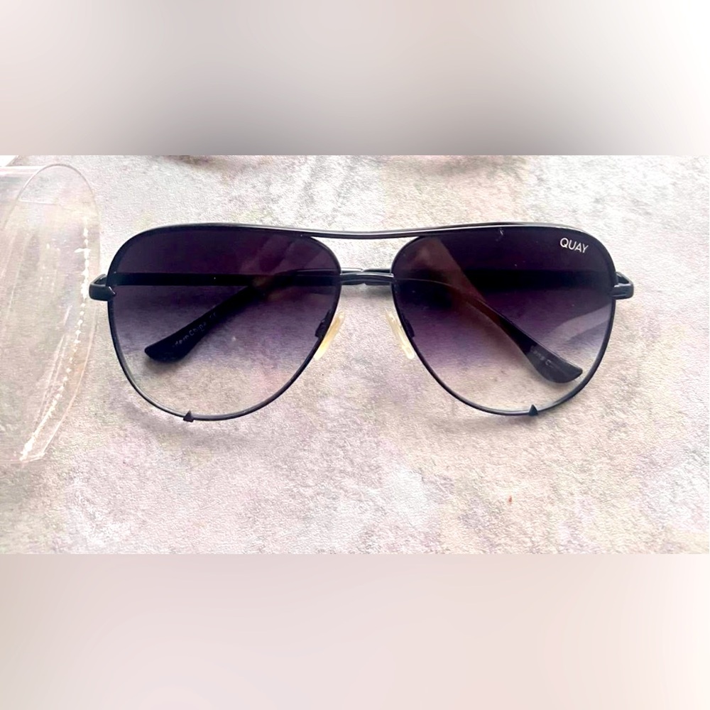 Quay sunglasses brand new in original case  62 mm, black fade to clear